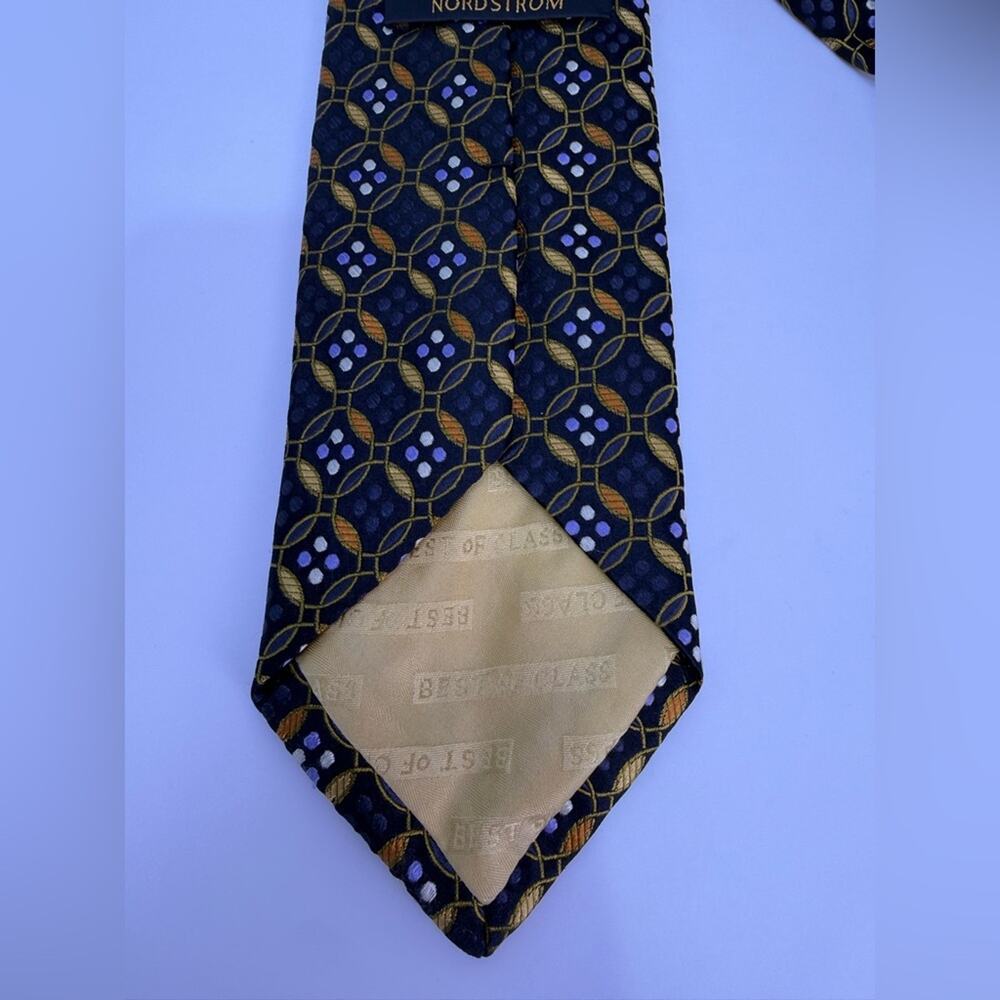 Robert Talbott Silk Tie Nordstrom Best of Class Geometric Navy Gold - Picture 5 of 7